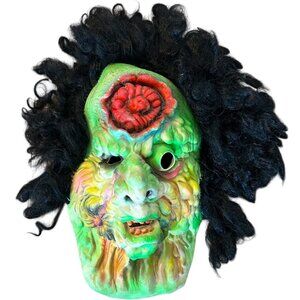 Vintage Fun World Neon Green Monster Vinyl Rubber Mask #9247